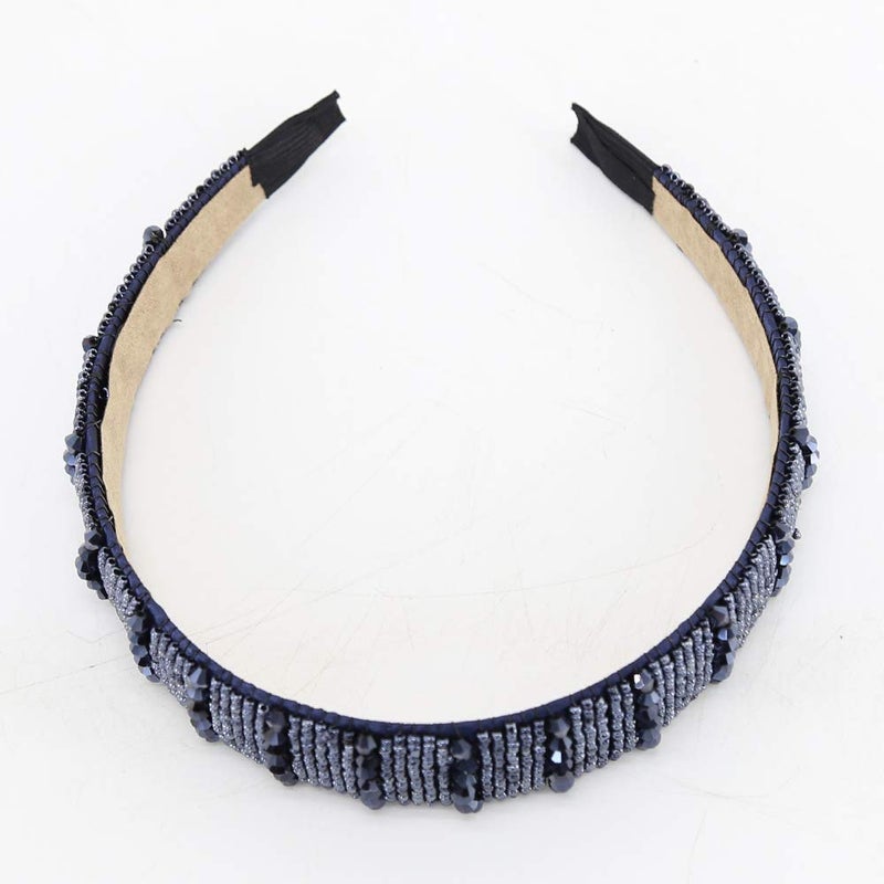 BTWTRY Navy Blue Broadside Hand Made Crystal Headband Fashion Lssuing Boutique Press Hair Headband for Woman and Girl Hair Accessories (Navy Blue) - Image 4
